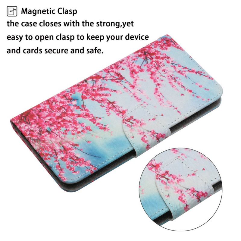 Flip Cover Til Xiaomi Redmi Note 11 / Poco M4 Pro 5g Blomstrende Gren Med Rem