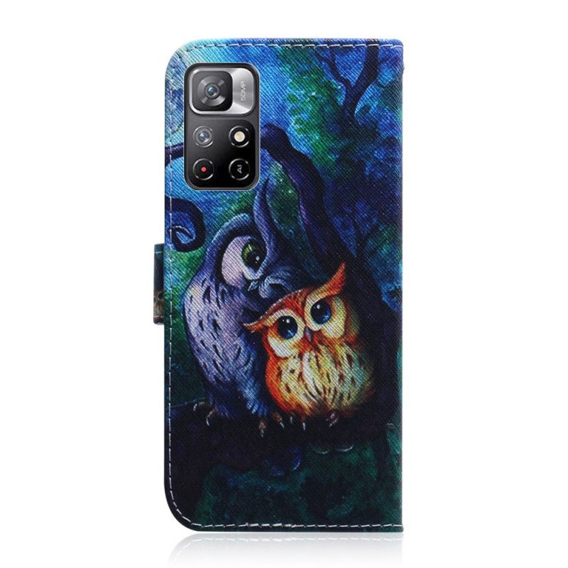 Flip Cover Til Xiaomi Redmi Note 11 / Poco M4 Pro 5g Maleri Af Ugler