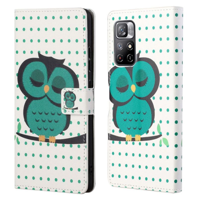 Flip Cover Til Xiaomi Redmi Note 11 / Poco M4 Pro 5g Sovende Ugle