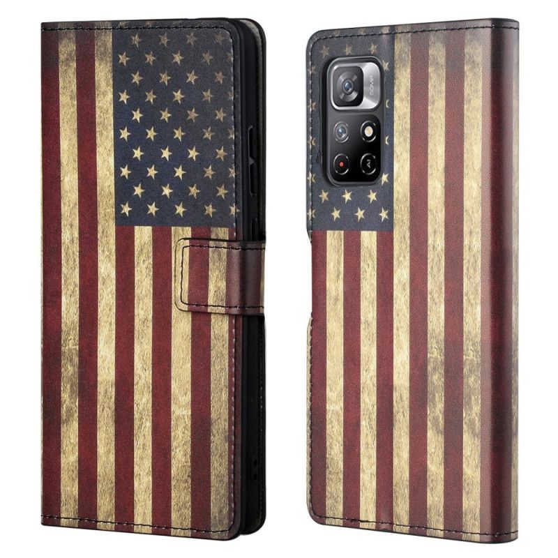 Flip Cover Xiaomi Redmi Note 11 / Poco M4 Pro 5g Amerikansk Flag