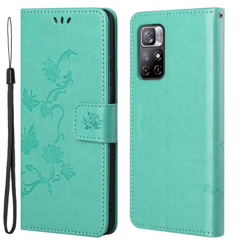 Flip Cover Xiaomi Redmi Note 11 / Poco M4 Pro 5g Asiens Sommerfugle Og Blomster