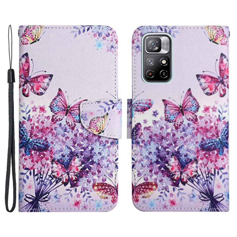 Flip Cover Xiaomi Redmi Note 11 / Poco M4 Pro 5g Buket Af Blomster Og Sommerfugle