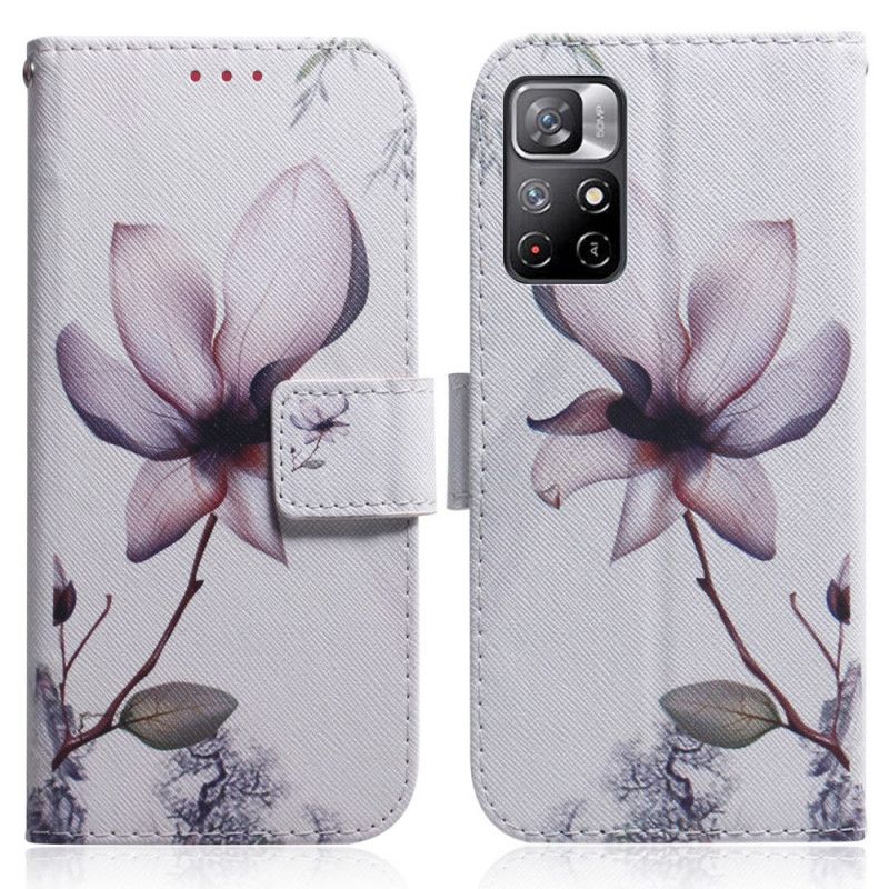 Flip Cover Xiaomi Redmi Note 11 / Poco M4 Pro 5g Gammel Lyserød Blomst