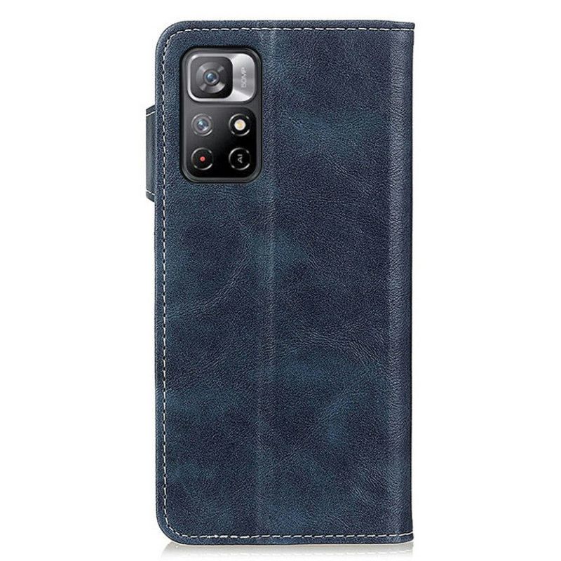 Flip Cover Xiaomi Redmi Note 11 / Poco M4 Pro 5g Kunstnerisk Syningsknap