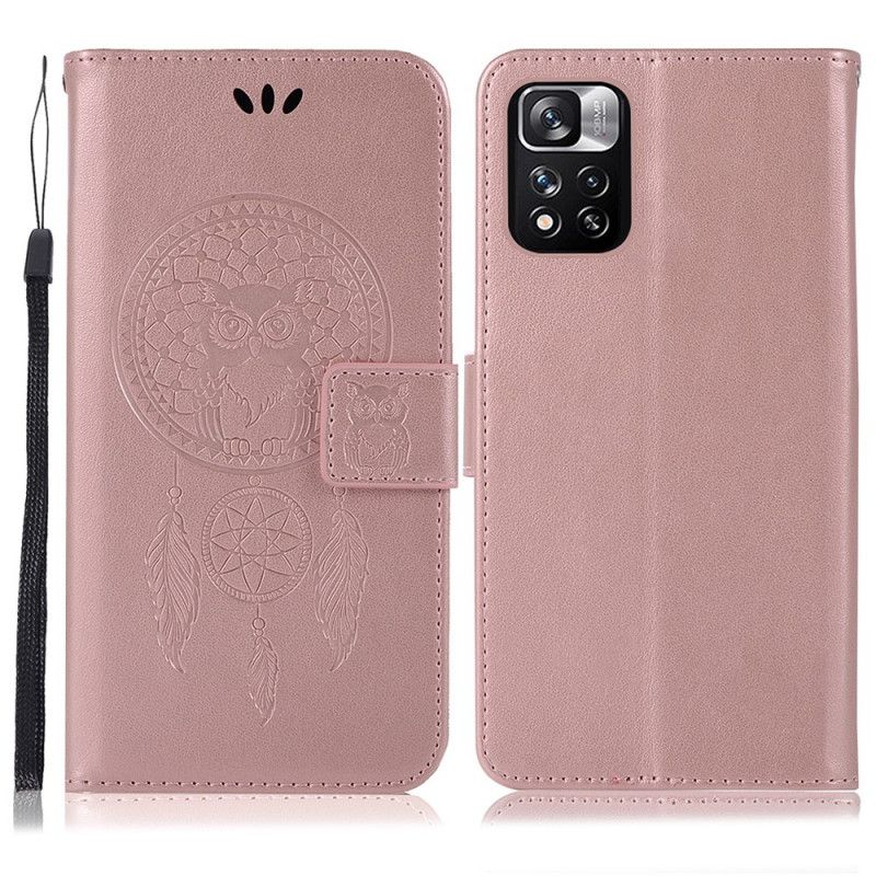 Flip Cover Xiaomi Redmi Note 11 / Poco M4 Pro 5g Lædereffekt Drømmefanger Ugle