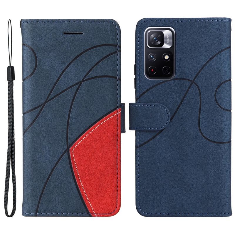 Flip Cover Xiaomi Redmi Note 11 / Poco M4 Pro 5g Signature Tofarvet Imiteret Læder