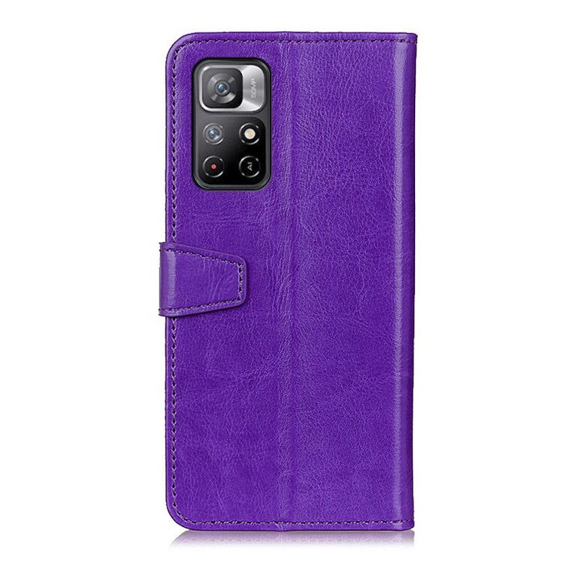 Flip Cover Xiaomi Redmi Note 11 / Poco M4 Pro 5g Skinnende Lædereffekt