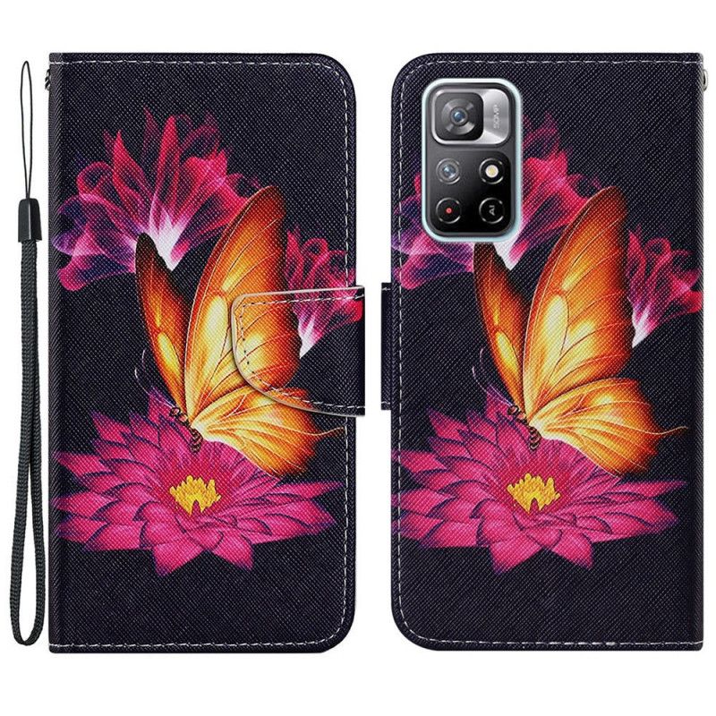 Flip Cover Xiaomi Redmi Note 11 / Poco M4 Pro 5g Sommerfugl Og Lotus