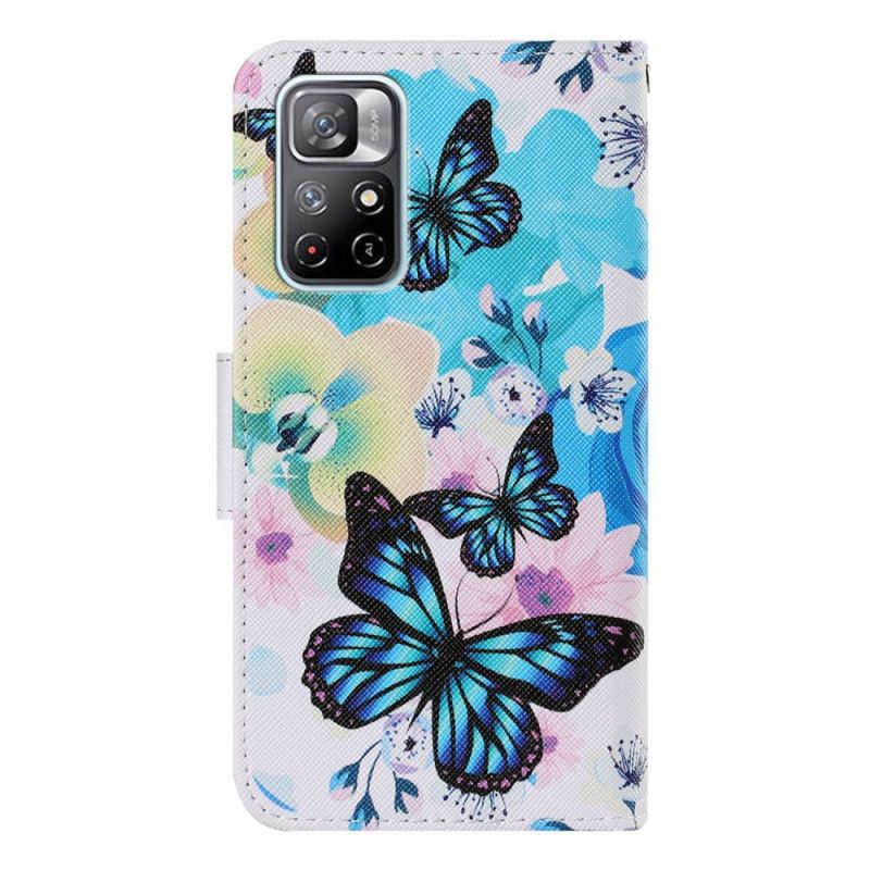 Flip Cover Xiaomi Redmi Note 11 / Poco M4 Pro 5g Sommerfugle Og Sommerblomster