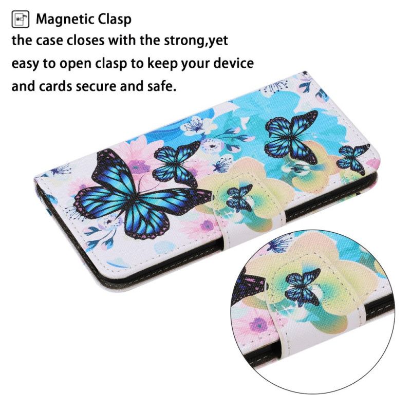 Flip Cover Xiaomi Redmi Note 11 / Poco M4 Pro 5g Sommerfugle Og Sommerblomster