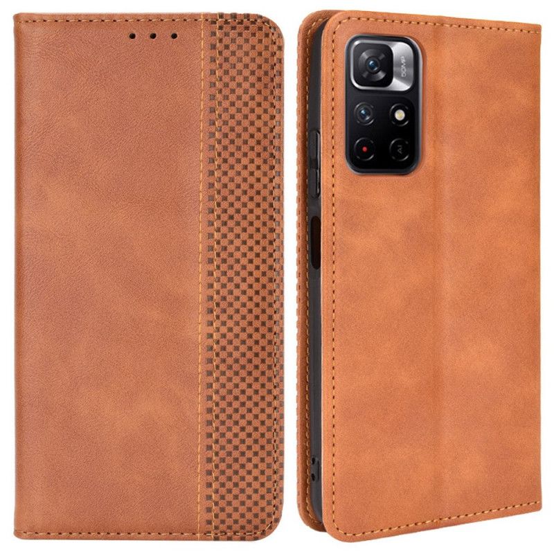 Flip Cover Xiaomi Redmi Note 11 / Poco M4 Pro 5g Stiliseret Vintage Lædereffekt