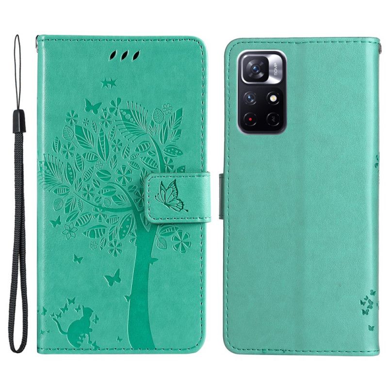 Flip Cover Xiaomi Redmi Note 11 / Poco M4 Pro 5g Tree And Thong Cat