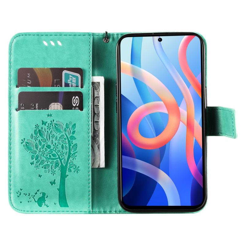 Flip Cover Xiaomi Redmi Note 11 / Poco M4 Pro 5g Tree And Thong Cat