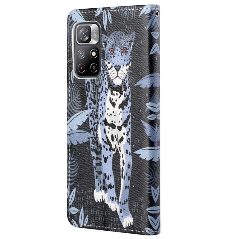 Læder Cover Xiaomi Redmi Note 11 / Poco M4 Pro 5g Leopard Strappy