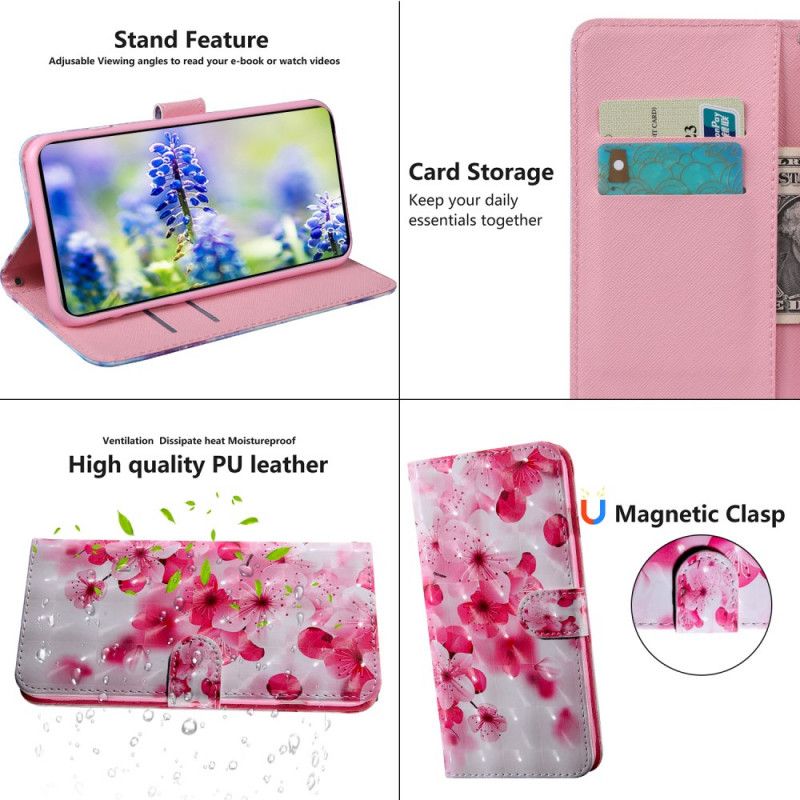 Læder Cover Xiaomi Redmi Note 11 / Poco M4 Pro 5g Pink Blomster