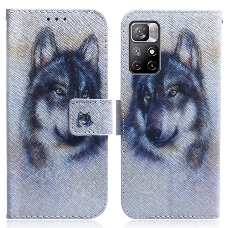 Læder Cover Xiaomi Redmi Note 11 / Poco M4 Pro 5g Telefon Etui Canine Look