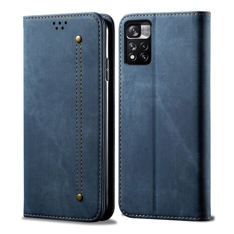 Læder Cover Xiaomi Redmi Note 11 / Poco M4 Pro 5g Telefon Etui Denimstof