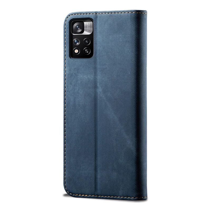 Læder Cover Xiaomi Redmi Note 11 / Poco M4 Pro 5g Telefon Etui Denimstof