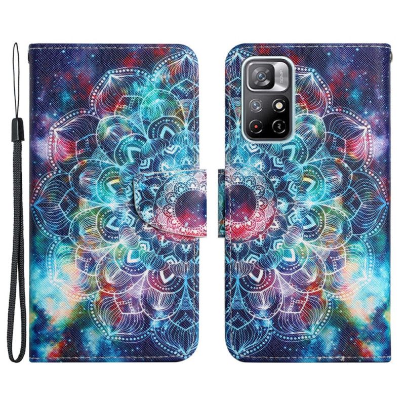 Læder Cover Xiaomi Redmi Note 11 / Poco M4 Pro 5g Telefon Etui Flashy Half Strappy Mandala