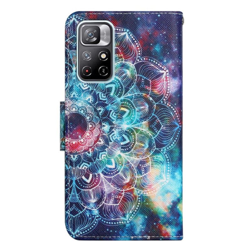 Læder Cover Xiaomi Redmi Note 11 / Poco M4 Pro 5g Telefon Etui Flashy Half Strappy Mandala