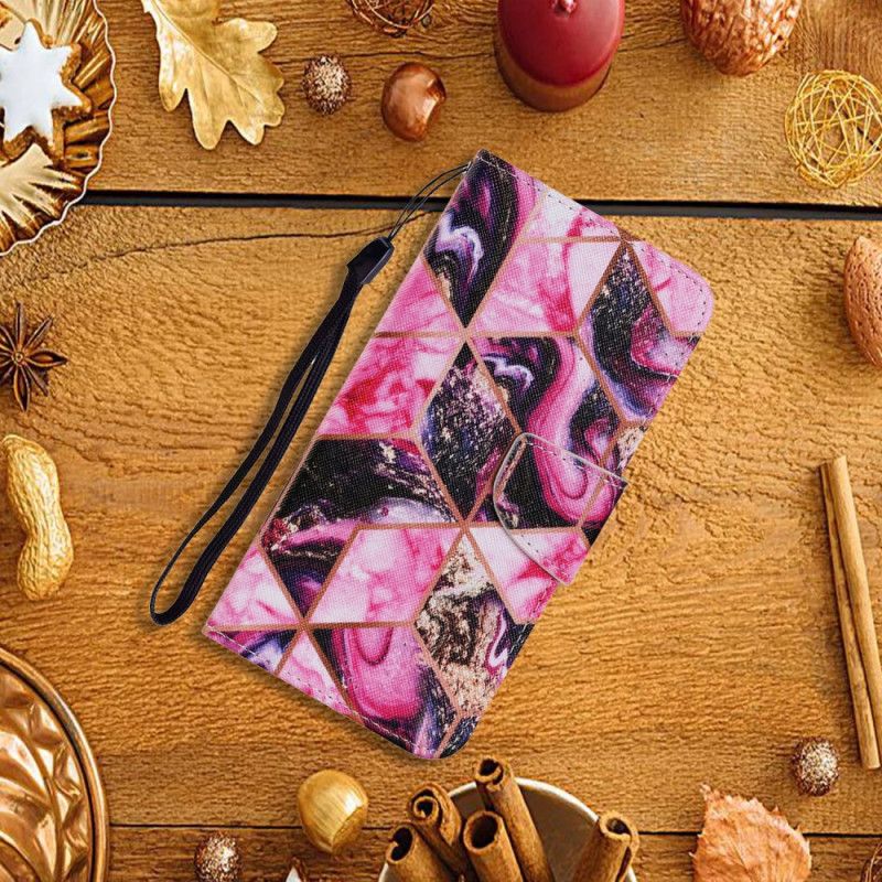 Læder Cover Xiaomi Redmi Note 11 / Poco M4 Pro 5g Telefon Etui Geometrisk Marmorstil