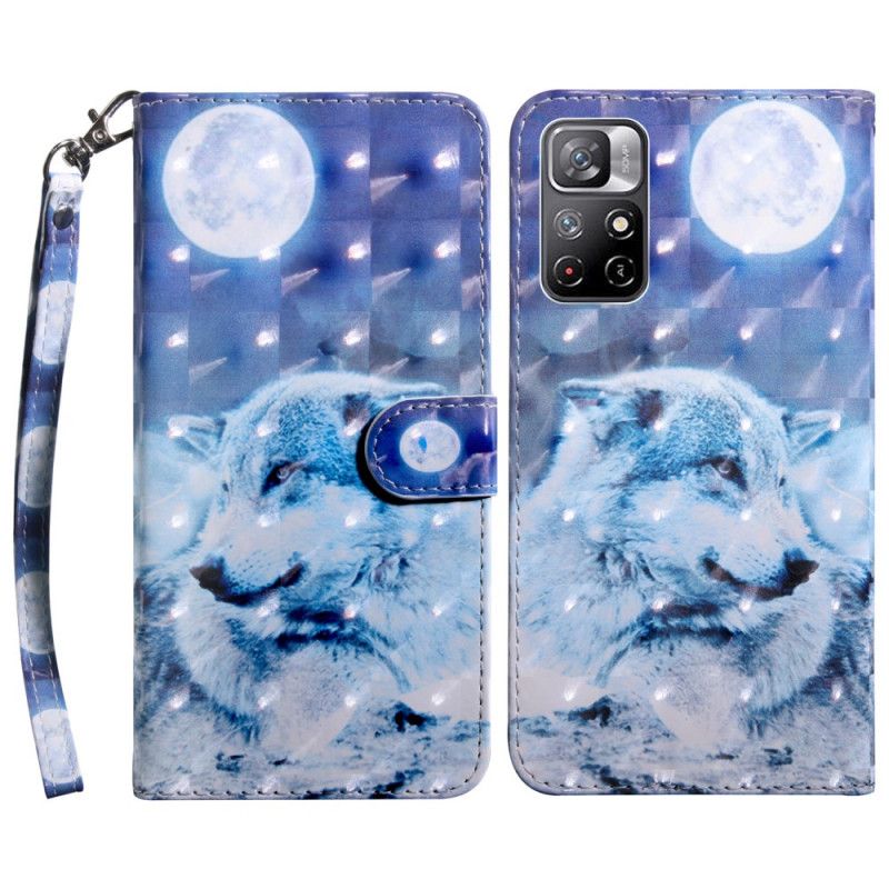 Læder Cover Xiaomi Redmi Note 11 / Poco M4 Pro 5g Telefon Etui Moonlight Wolf