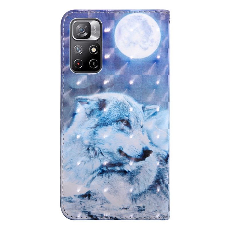 Læder Cover Xiaomi Redmi Note 11 / Poco M4 Pro 5g Telefon Etui Moonlight Wolf