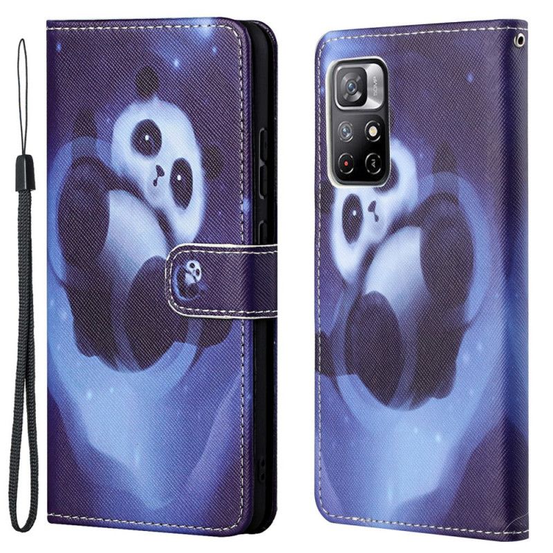 Læder Cover Xiaomi Redmi Note 11 / Poco M4 Pro 5g Telefon Etui Panda Space Strappy