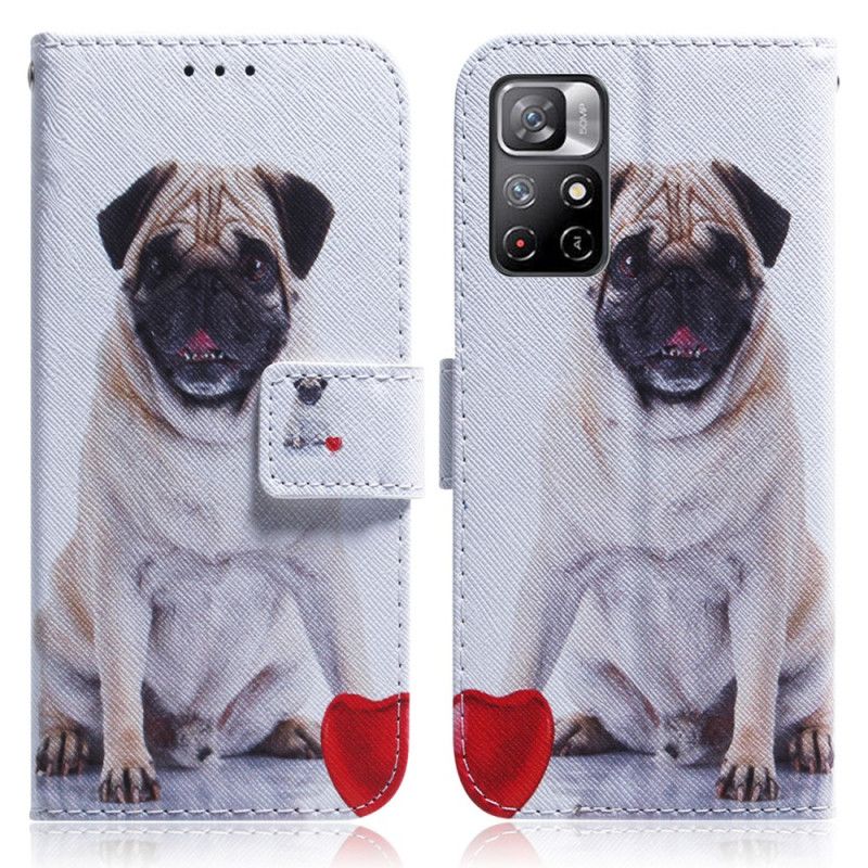 Læder Cover Xiaomi Redmi Note 11 / Poco M4 Pro 5g Telefon Etui Pug Dog