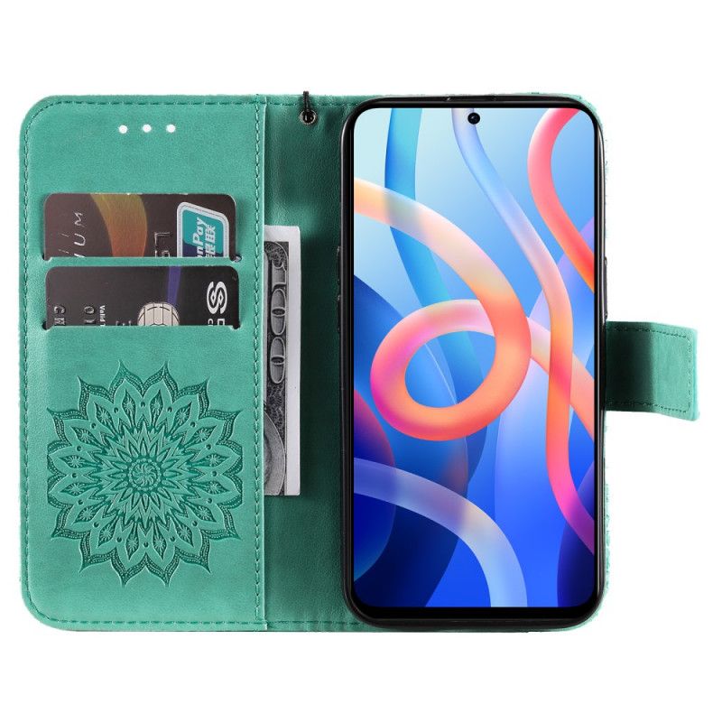 Læder Cover Xiaomi Redmi Note 11 / Poco M4 Pro 5g Telefon Etui Solblomst