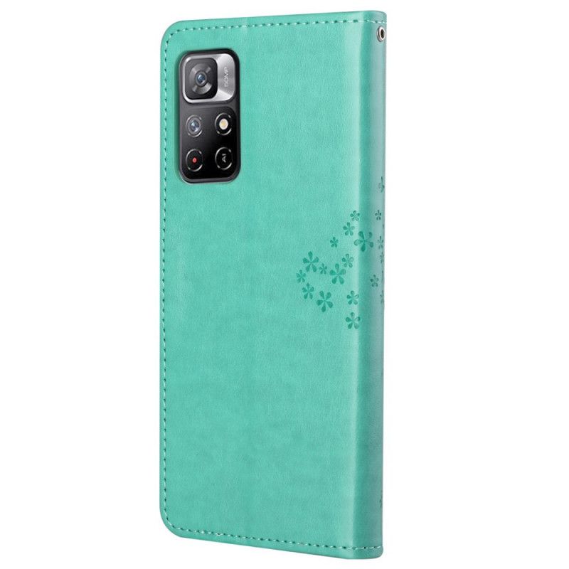 Læder Cover Xiaomi Redmi Note 11 / Poco M4 Pro 5g Telefon Etui Stringtræ Og Ugler