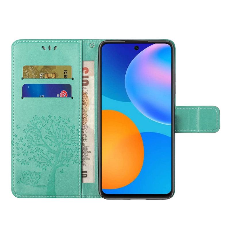 Læder Cover Xiaomi Redmi Note 11 / Poco M4 Pro 5g Telefon Etui Stringtræ Og Ugler