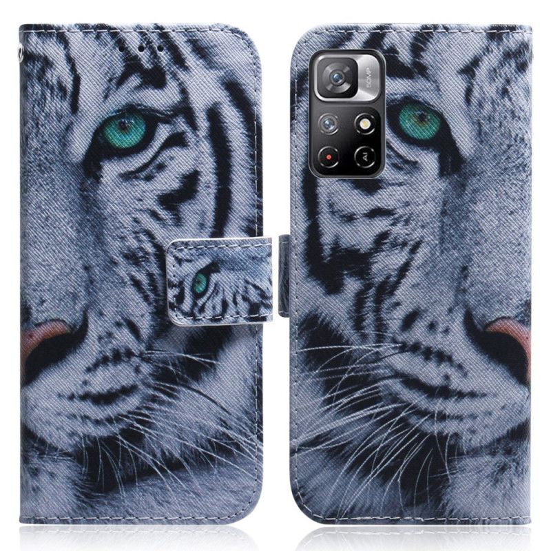 Læder Cover Xiaomi Redmi Note 11 / Poco M4 Pro 5g Telefon Etui Tiger Face