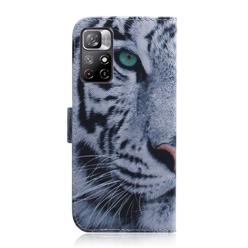 Læder Cover Xiaomi Redmi Note 11 / Poco M4 Pro 5g Telefon Etui Tiger Face