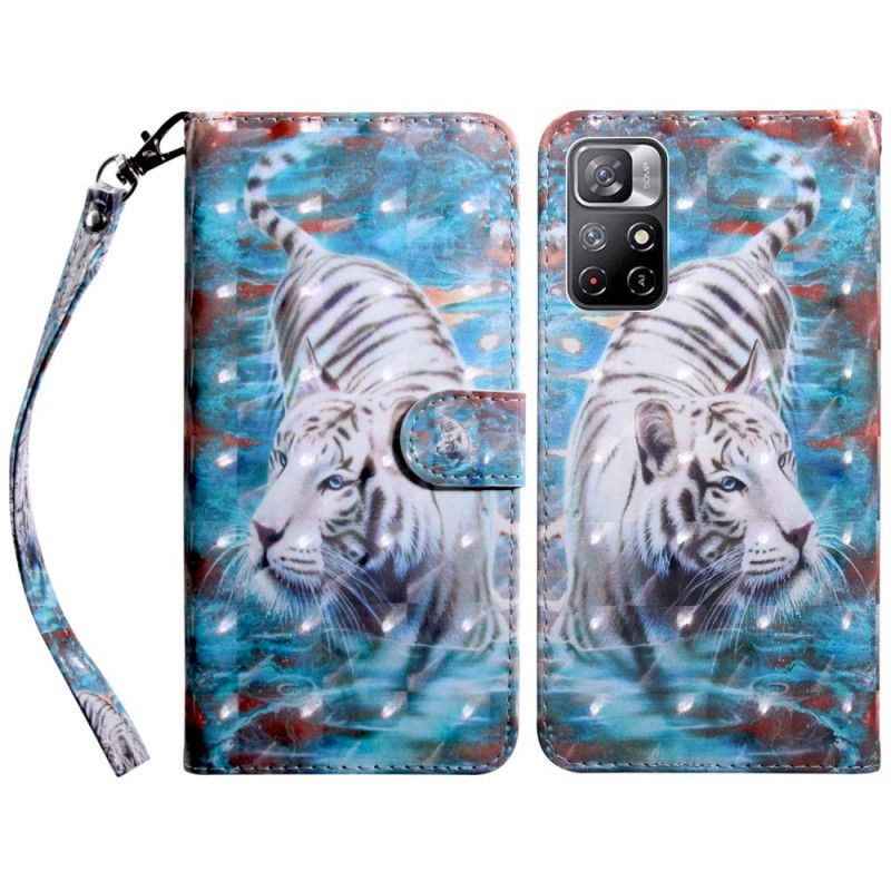 Læder Cover Xiaomi Redmi Note 11 / Poco M4 Pro 5g Telefon Etui Tiger I Vand