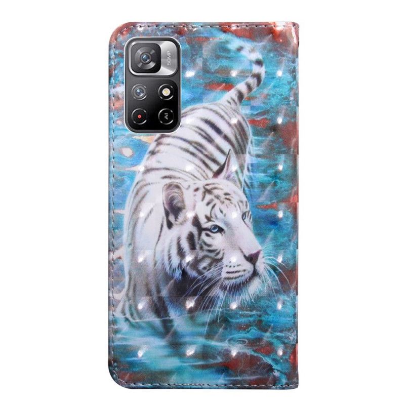 Læder Cover Xiaomi Redmi Note 11 / Poco M4 Pro 5g Telefon Etui Tiger I Vand