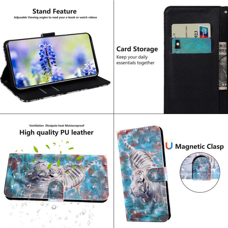 Læder Cover Xiaomi Redmi Note 11 / Poco M4 Pro 5g Telefon Etui Tiger I Vand