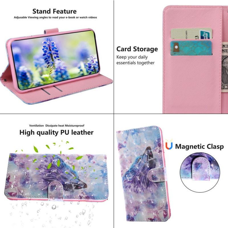 Læder Cover Xiaomi Redmi Note 11 / Poco M4 Pro 5g Telefon Etui Wolf Watercolor