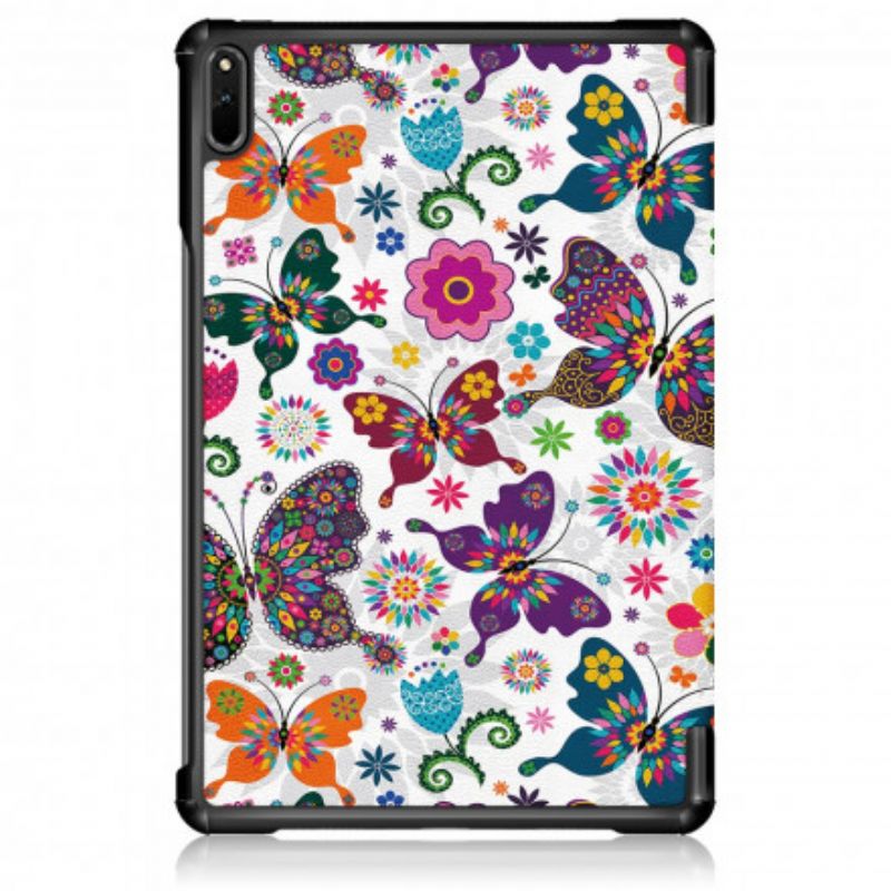 Smart Case Huawei Matepad 11 (2021) Forstærket Retro Sommerfugle Og Blomster