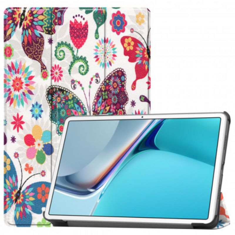 Smart Case Huawei Matepad 11 (2021) Retro Sommerfugle Og Blomster