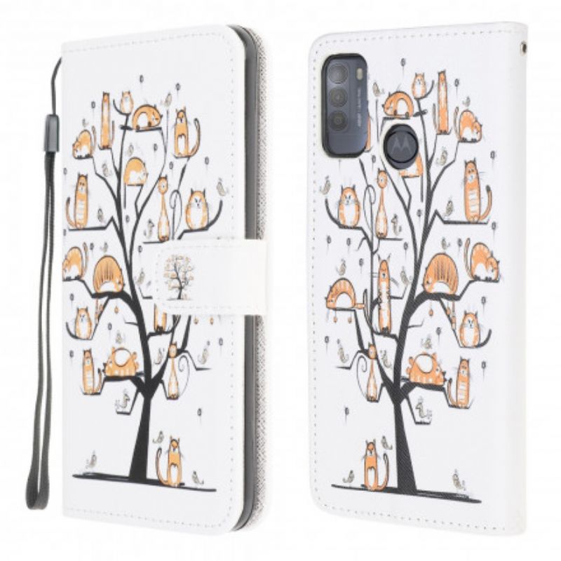 Flip Cover Moto G50 Funky Cats Strappy