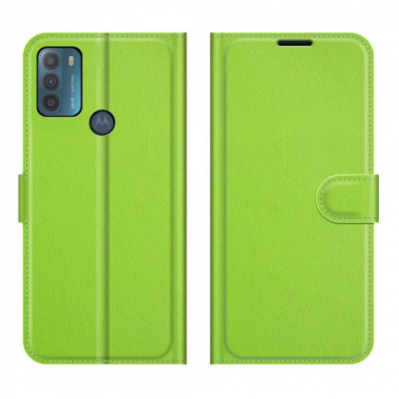 Flip Cover Moto G50 Klassisk Litchi-effekt