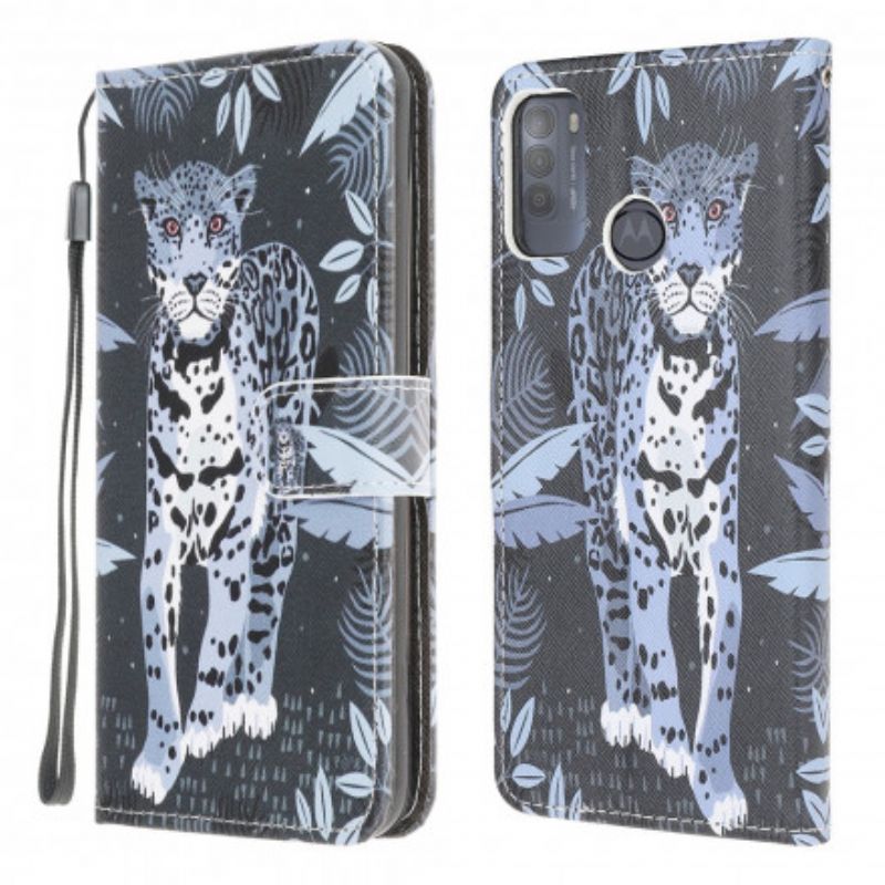 Flip Cover Moto G50 Leopard Strappy