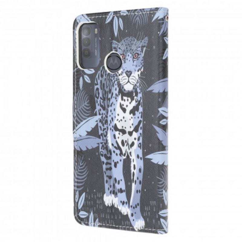 Flip Cover Moto G50 Leopard Strappy