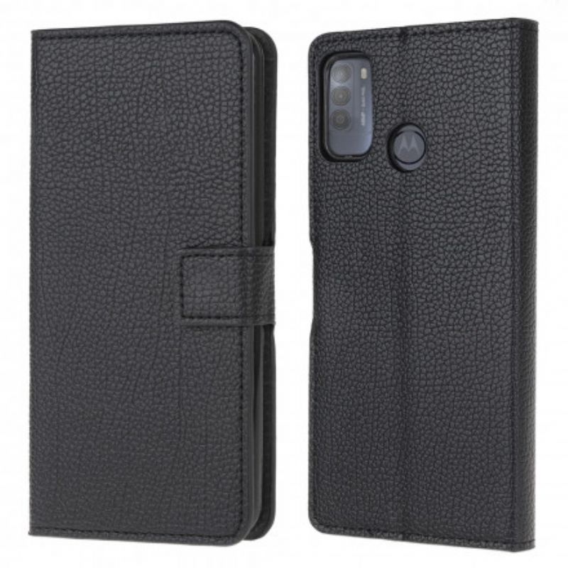 Flip Cover Moto G50 Litchi Grain Lædereffekt