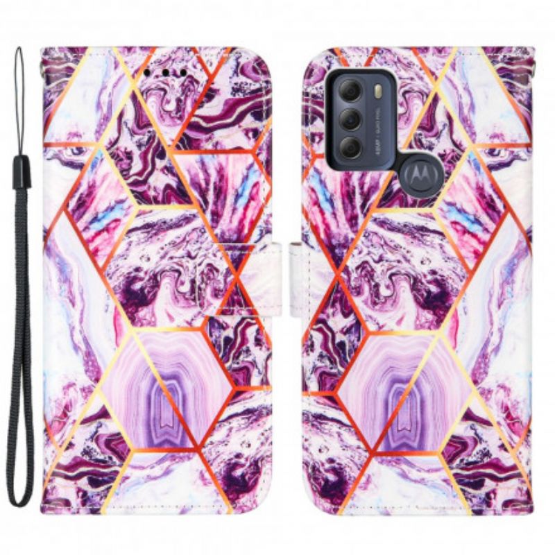 Flip Cover Moto G50 Stribet Geometrisk Marmor