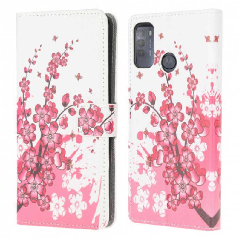 Flip Cover Moto G50 Tropiske Blomster