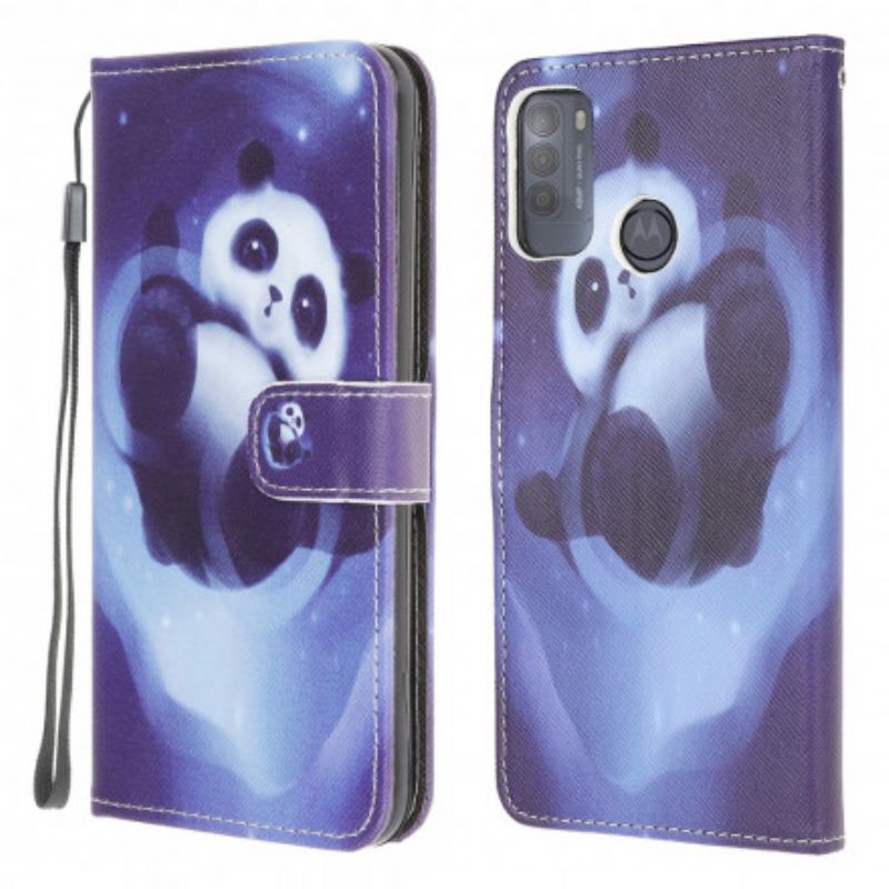 Flip Cover Til Moto G50 Panda Space Strappy