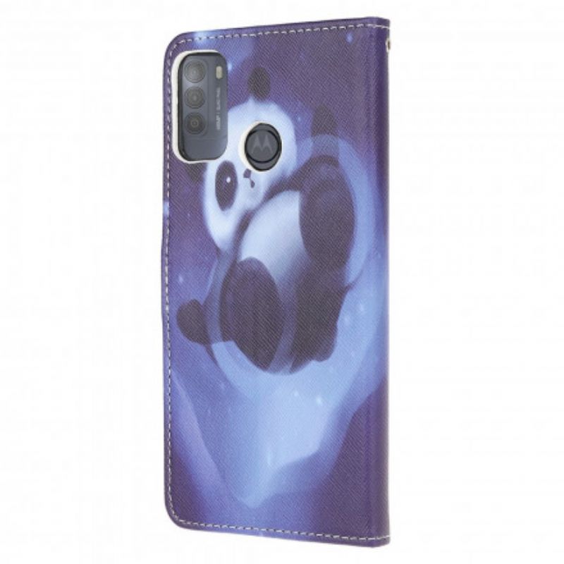 Flip Cover Til Moto G50 Panda Space Strappy