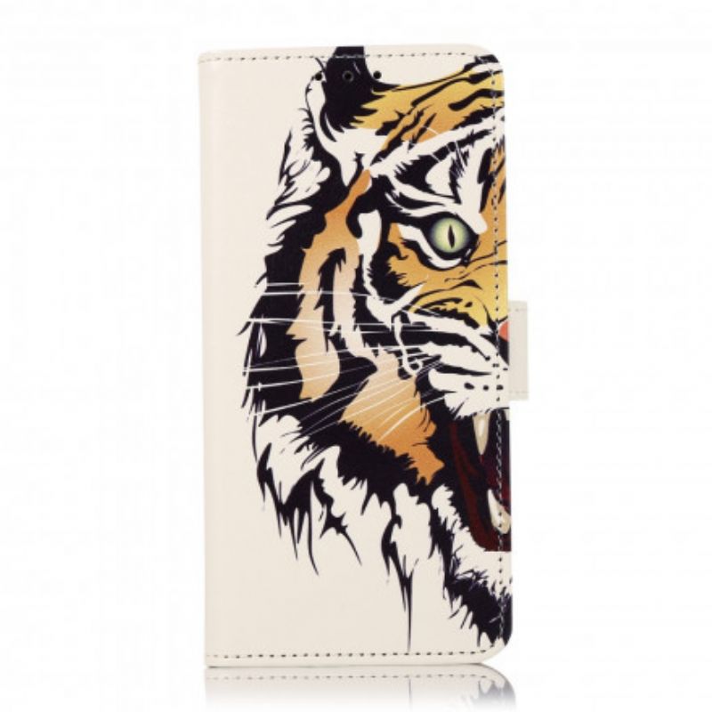 Læder Cover Moto G50 Telefon Etui Fierce Tiger